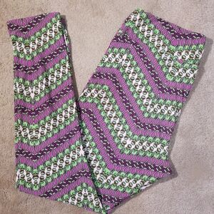 LuLaRoe x Kermit Muppets Leggings Purple Tall & Curvy 12-18 Lounge Pants Disney